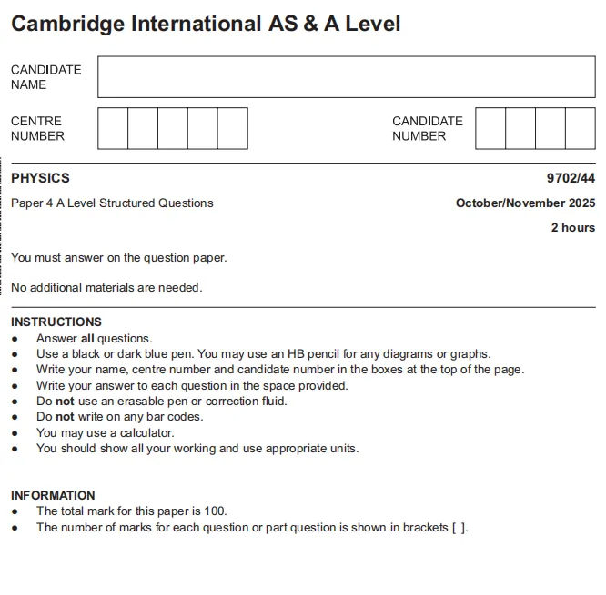 2025年10月ALevel大考真题解析:ALevel数学/ALevel高数/ALevel物理/ALevel化学 第7张