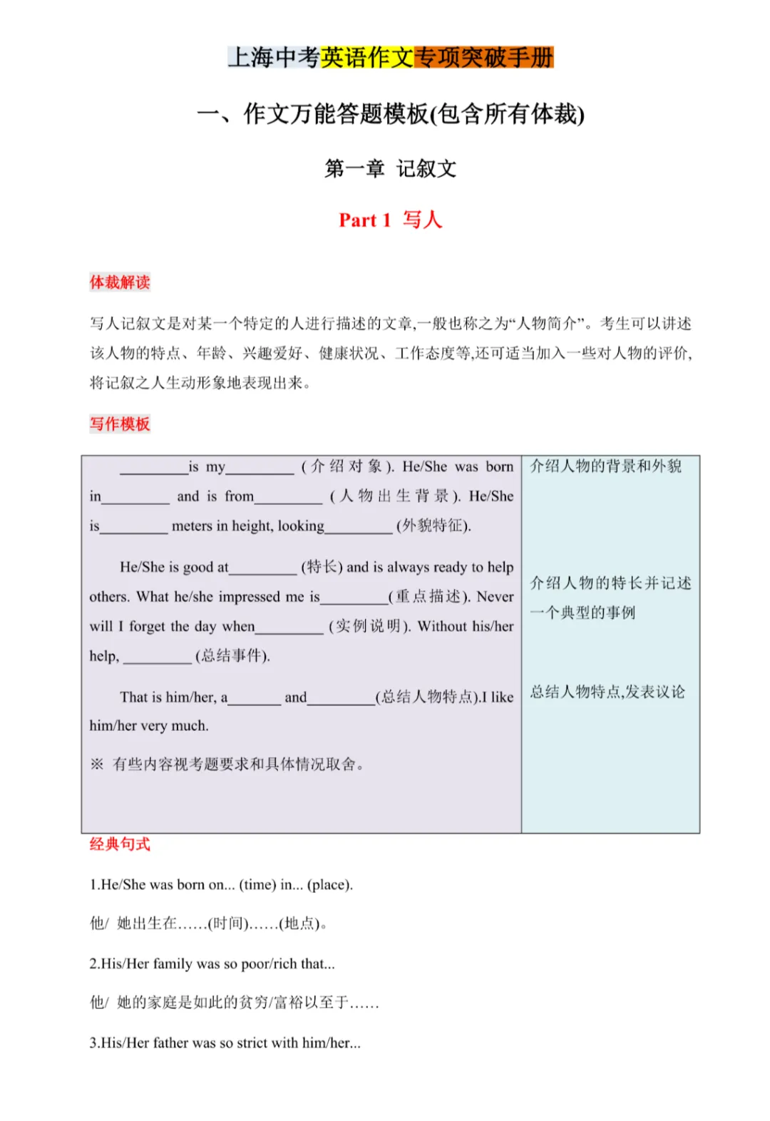 必刷!上海中考英语作文万能答题模板(包含所有体裁) 第3张