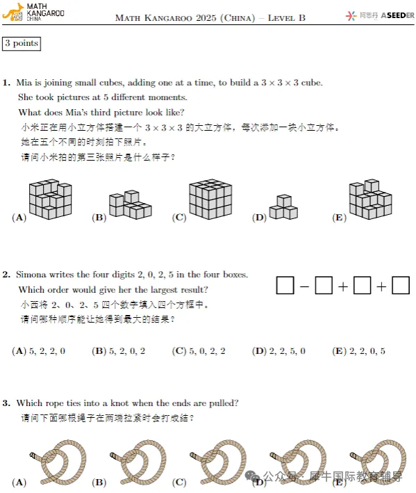 袋鼠数学竞赛历年真题分享(PDF高清版)打印直接用 第6张