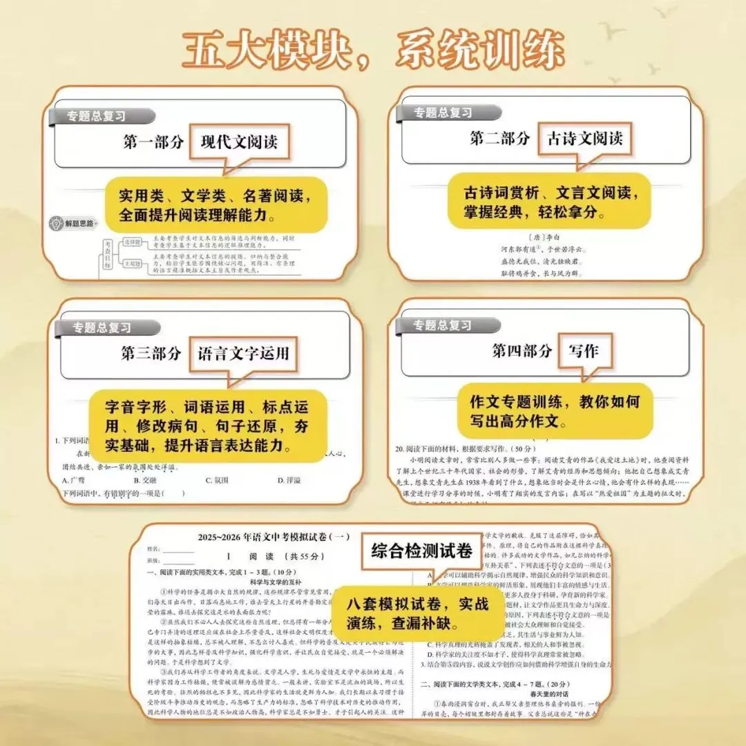 2026新版武汉中考语文专题总复习《天下中考》(正文+试卷+答案)武汉专用【可下载,无水印,含答案】 第6张
