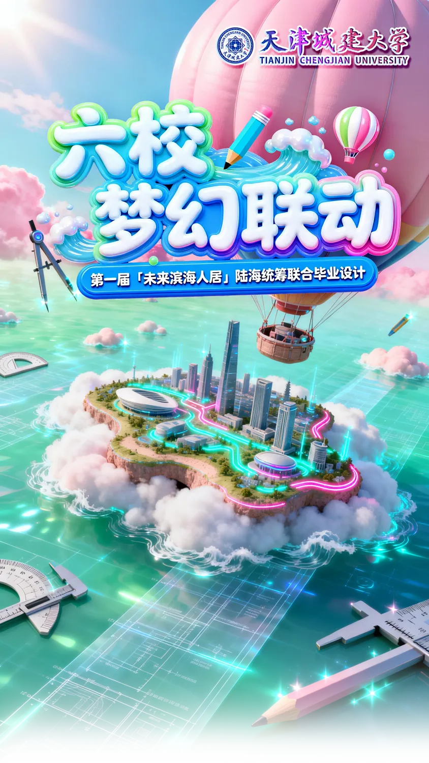 六校联动,真题实战️第一届“未来滨海人居”陆海统筹联合毕业设计在天城大正式启动! 第1张