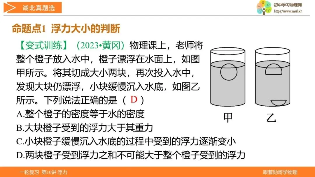 第10讲 浮力(湖北新中考备考与指导) 第31张