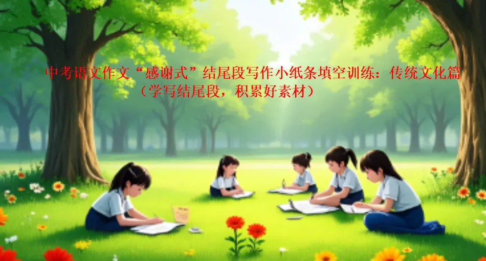 中考语文作文“感谢式”结尾段写作小纸条填空训练:传统文化篇(学写结尾段,积累好素材) 第2张
