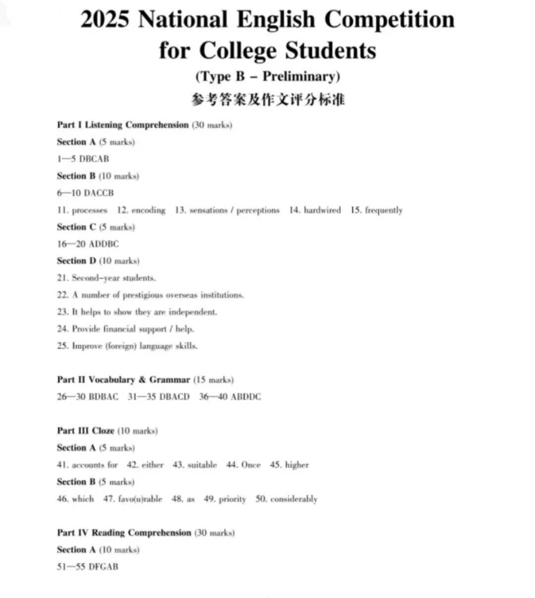 【大英赛真题】2025年全国大学生英语竞赛A类初赛真题及参考答案电子版下载 第9张