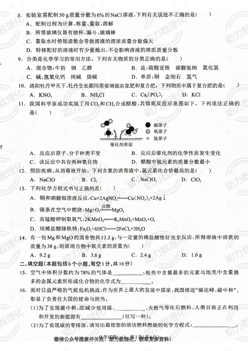 【周口模拟】2025年周口市郸城县中考一模试卷及答案(7科) 第9张