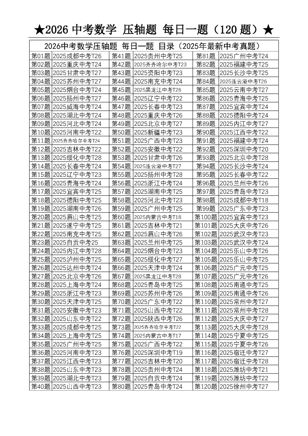 【中考数学】2026年中考数学压轴题必刷题(含答案解析)120题,“每日一题”精练计划启动!攻坚难点,马到成功! 第3张