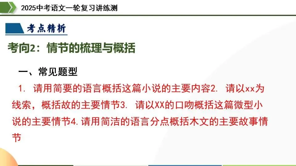 中考语文第一轮复习:22小说情节和结构 第8张