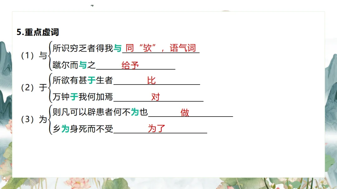 2026中考语文复习:九年级下册 《鱼我所欲也》《送东阳马生序》《曹刿论战》重点知识精讲 第13张
