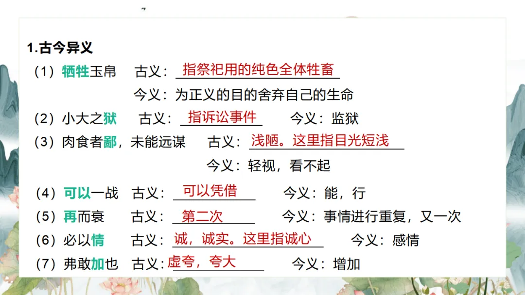 2026中考语文复习:九年级下册 《鱼我所欲也》《送东阳马生序》《曹刿论战》重点知识精讲 第64张