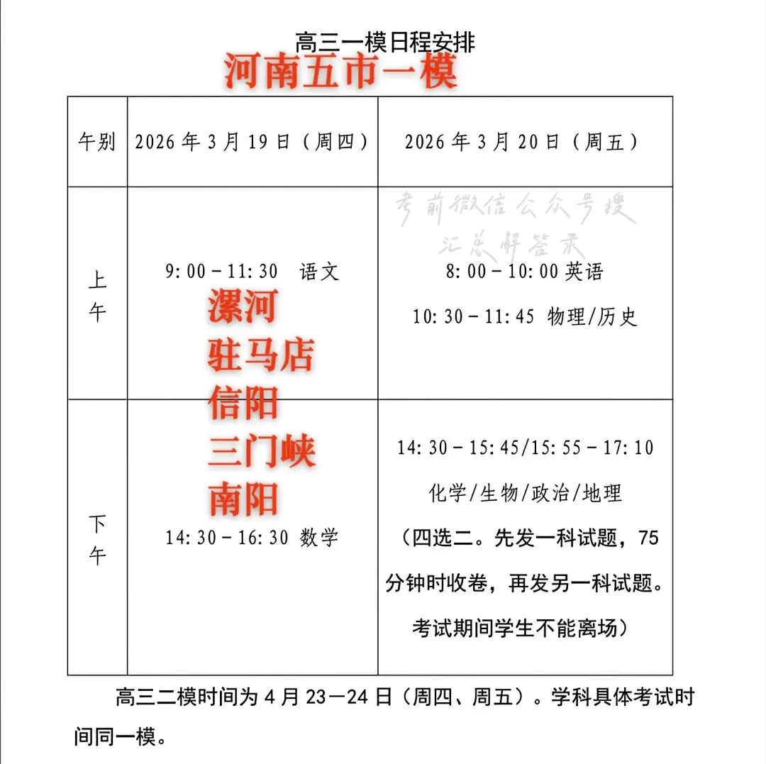 [试卷+解析]3月19号河南驻马店,信阳三门峡南阳郑州五市一模 第1张