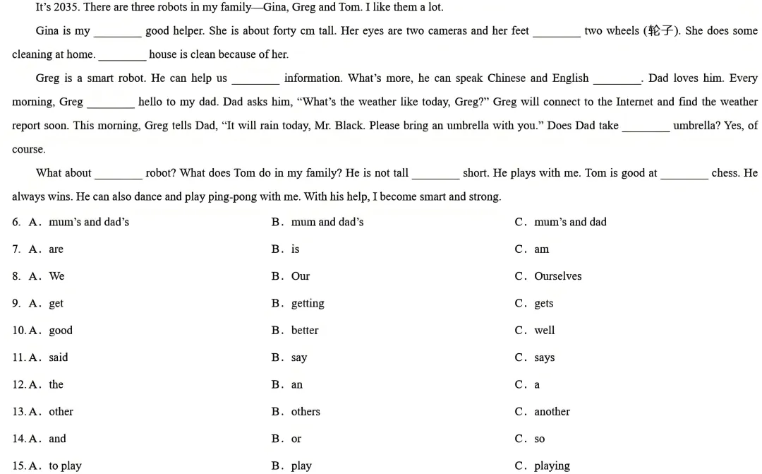 七年级家长请查收:三月月考真题合集④,含金量超高!(完形填空) 第2张