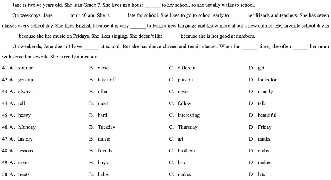 七年级家长请查收:三月月考真题合集④,含金量超高!(完形填空) 第3张