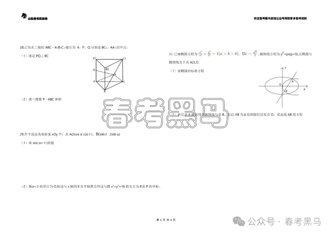 2025山东省春季高考语数英真题(完整试卷版) 第19张