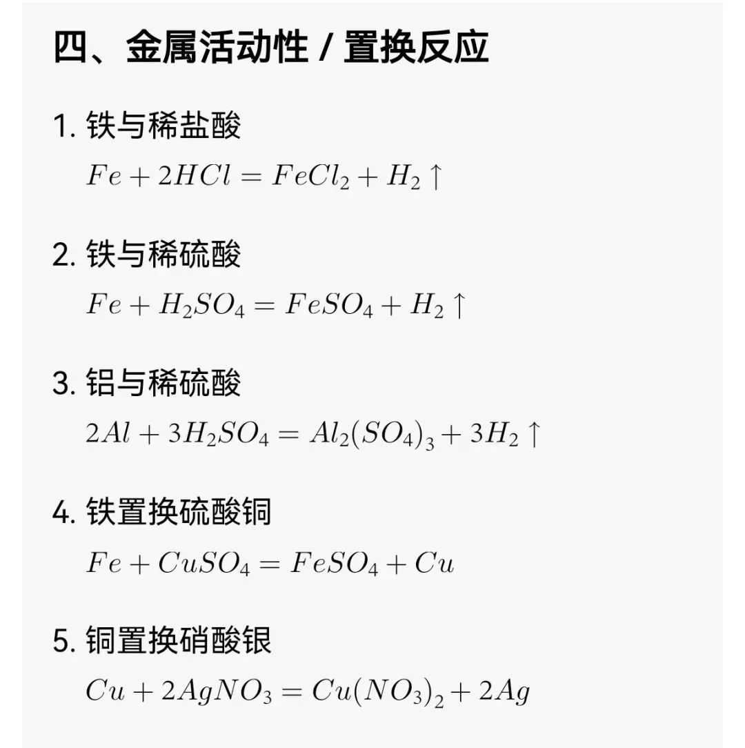中考化学方程式高频考点 第5张