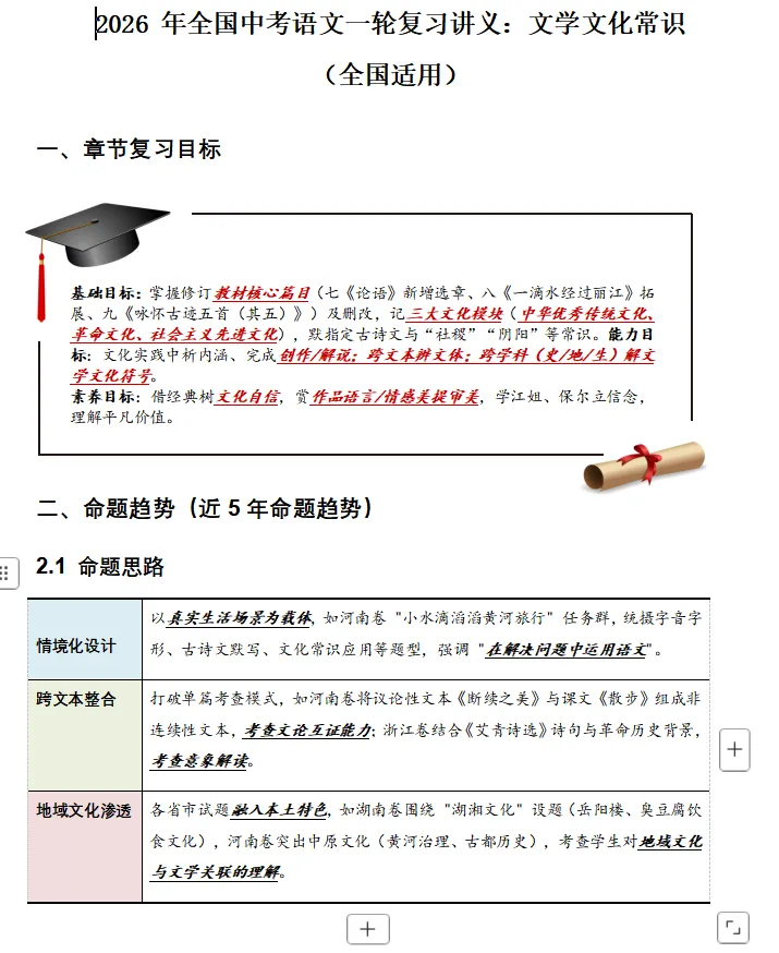 备战2026年全国中考语文:一轮复习讲义(基础、阅读|、文学常识、诗歌文言文)一举突破,高分冲刺必备! 第3张 备战2026年全国中考语文:一轮复习讲义(基础、阅读|、文学常识、诗歌文言文)一举突破,高分冲刺必备! 第3张