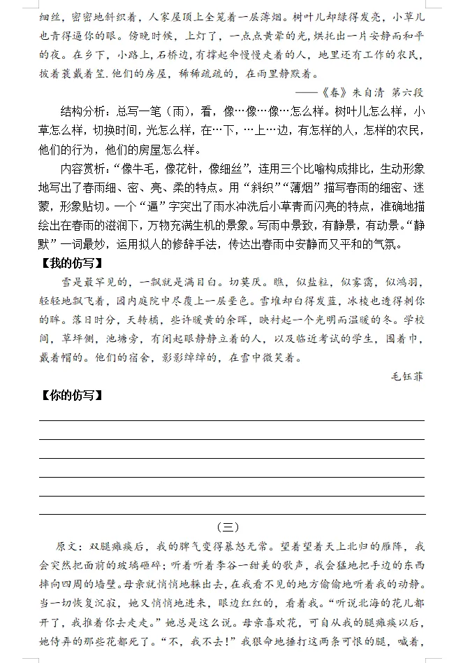 2026中考语文:高分作文仿写专项练习(跟着课本、文学大家)学写作,轻松拿下最高分! 第4张