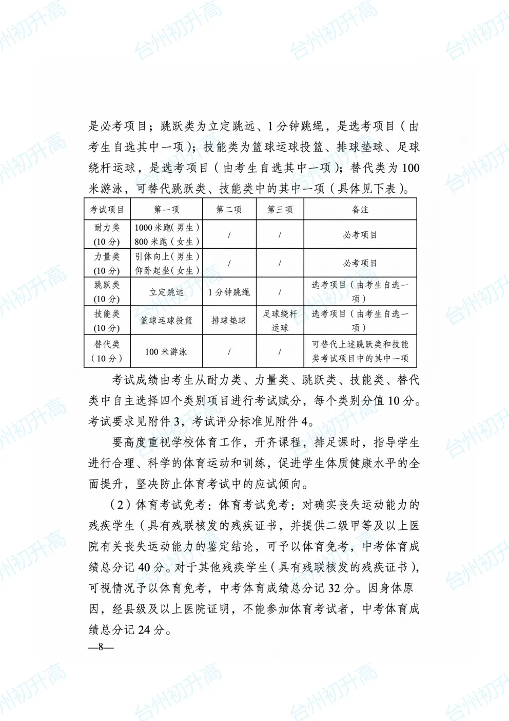 2026年台州一地公布最新中考政策征求意见稿!快来看! 第8张