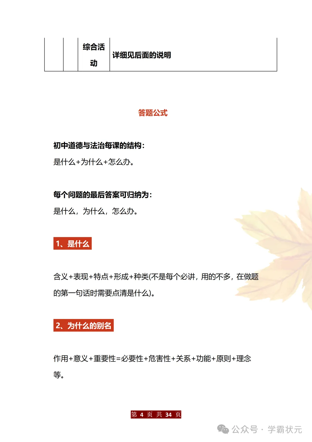 这份初中道法万能答题模板+中考政治必考60个知识点,尖子生已经人手一份! 第5张