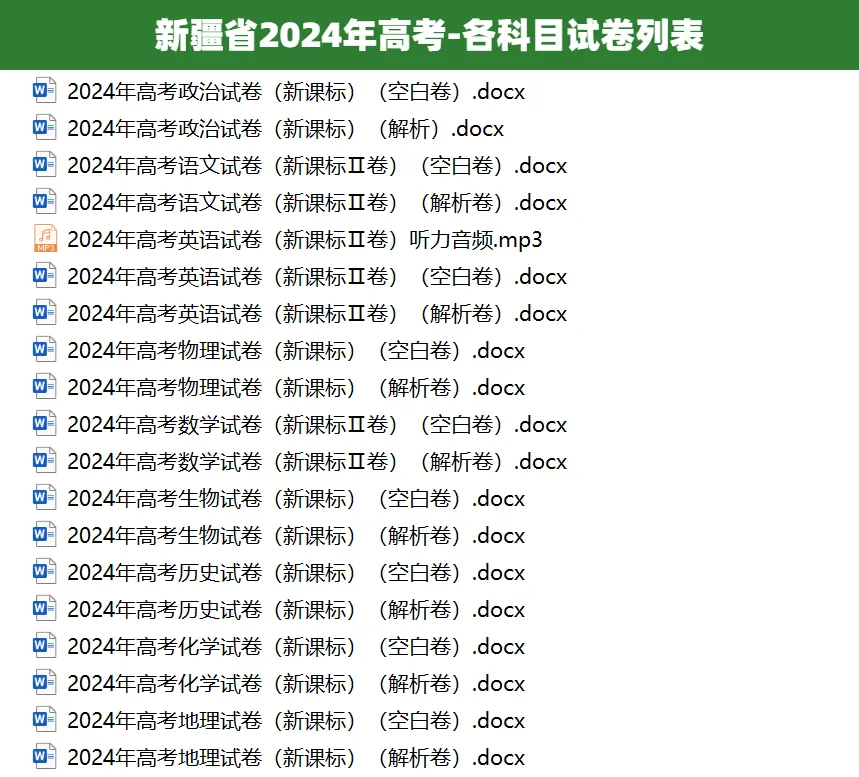 2008-2025新疆省历年高考真题答案解析电子版试卷英语文数学生物理化学 第3张