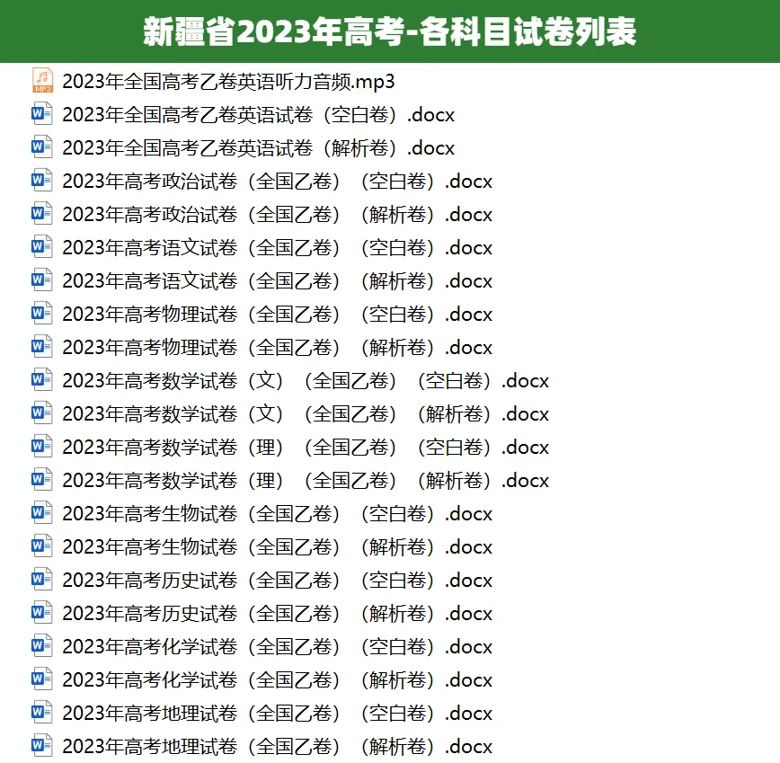 2008-2025新疆省历年高考真题答案解析电子版试卷英语文数学生物理化学 第4张