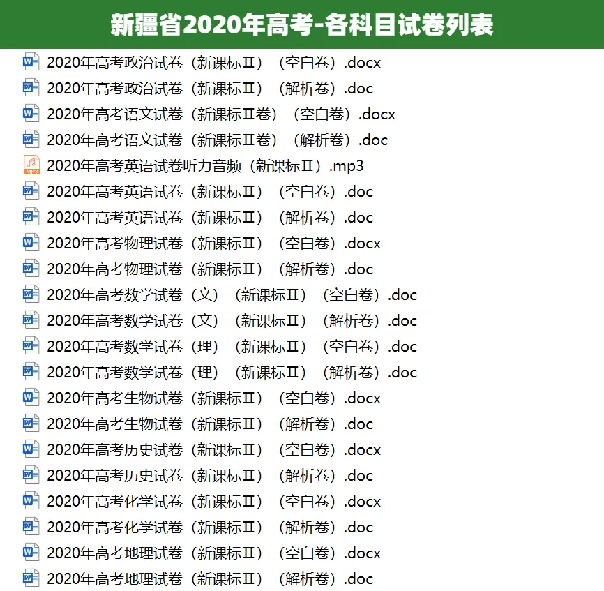 2008-2025新疆省历年高考真题答案解析电子版试卷英语文数学生物理化学 第7张