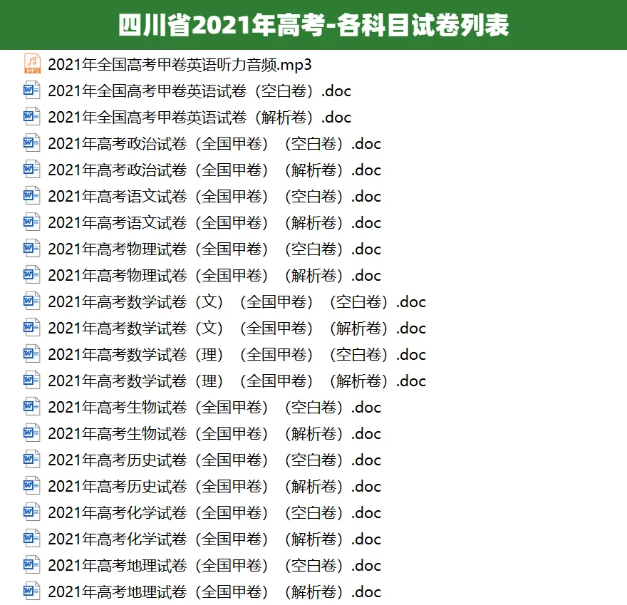 2008-2025四川省历年高考真题答案解析电子版试卷英语文数学生物理化学 第6张