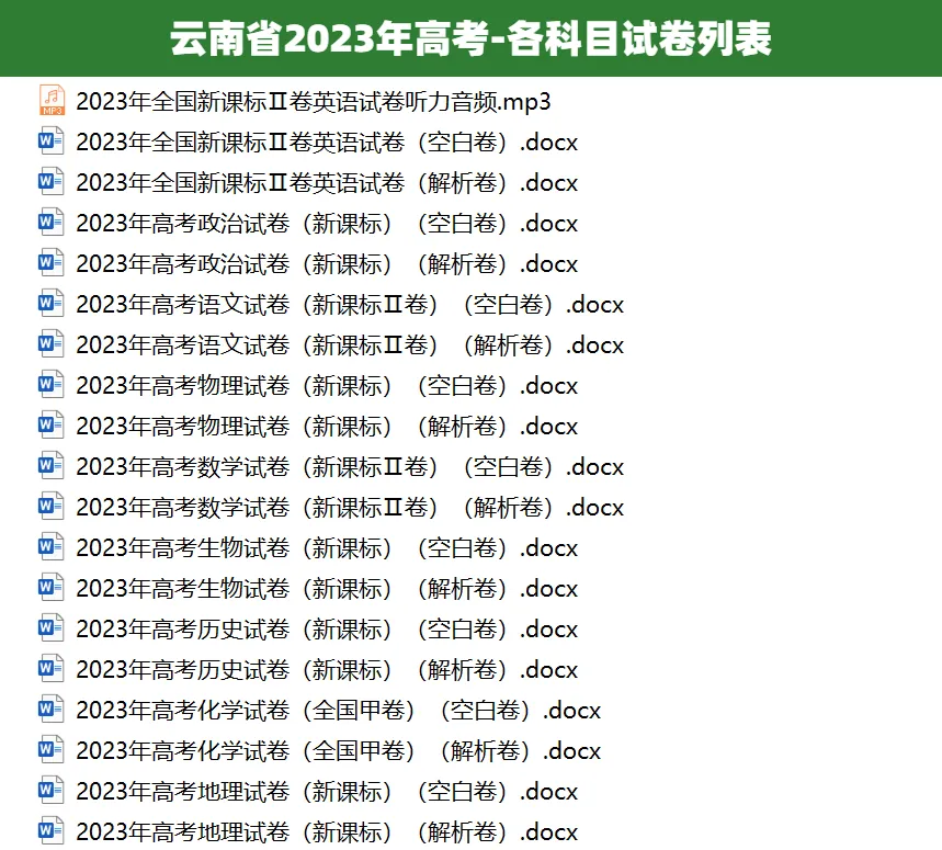 2008-2025云南省历年高考真题答案解析电子版试卷英语文数学生物理化学 第4张