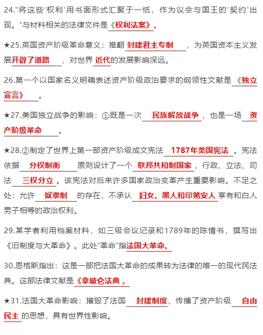 中考历史全6册考点填空归纳! 第8张