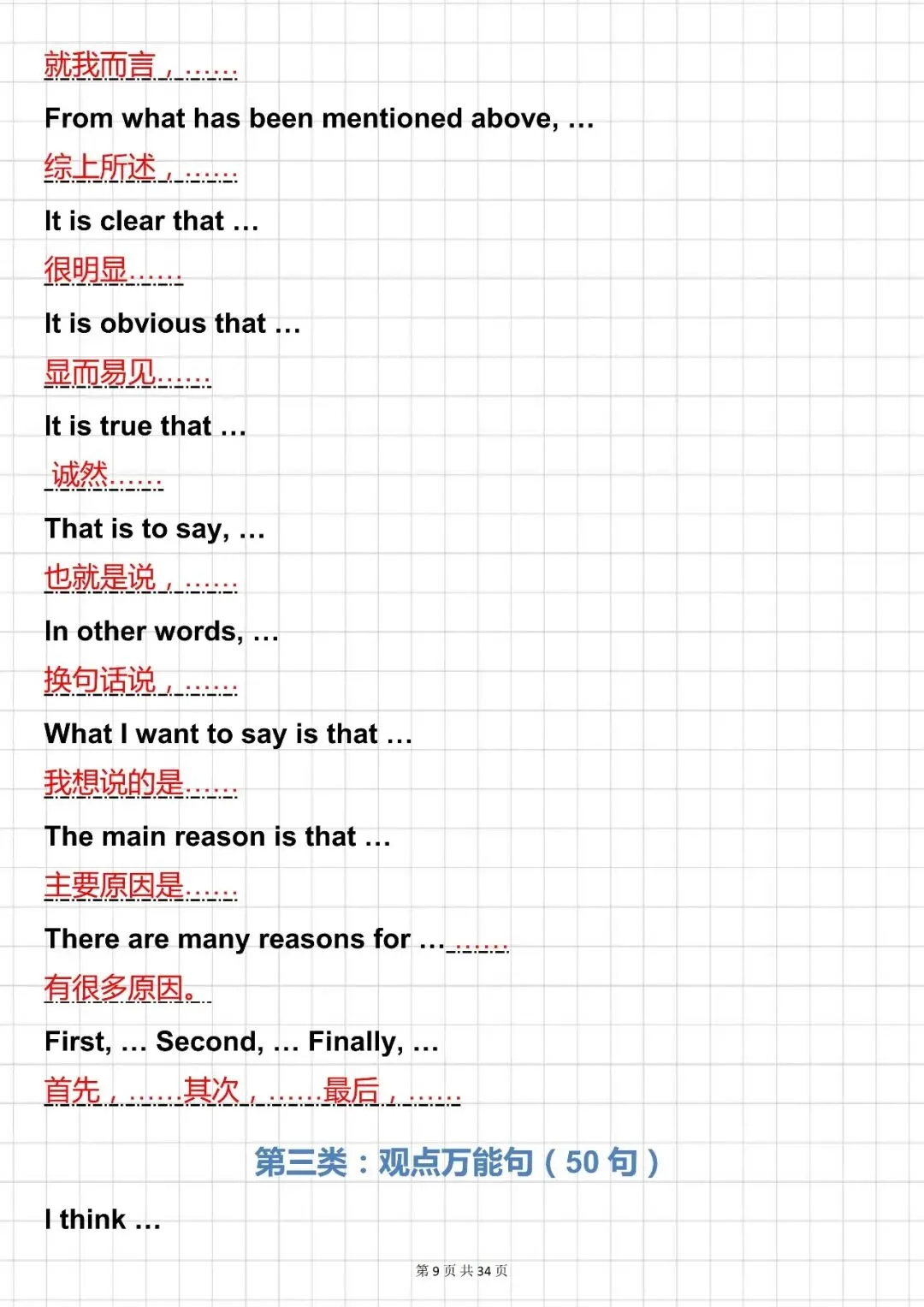 中考必背【中考英语作文:300 万能句 + 200 万能模板】,可打印 快收藏 第9张