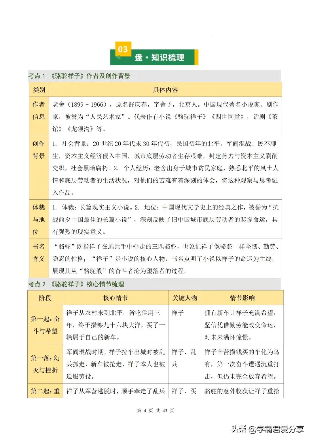 26新中考语文名著《骆驼祥子》《海底两万里》讲练测!15个核心考点全掌握! 第5张