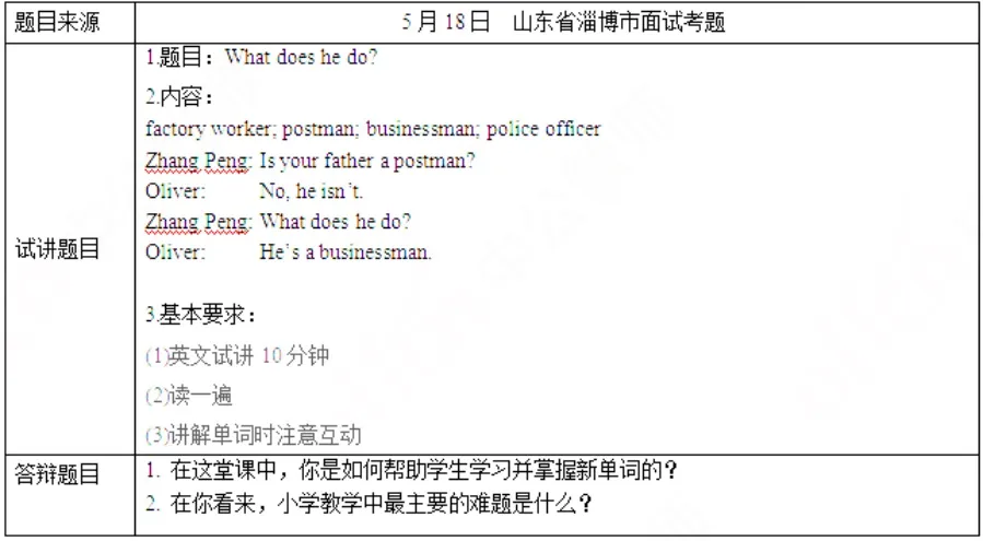 2026年小学英语教师资格证面试真题 第5张