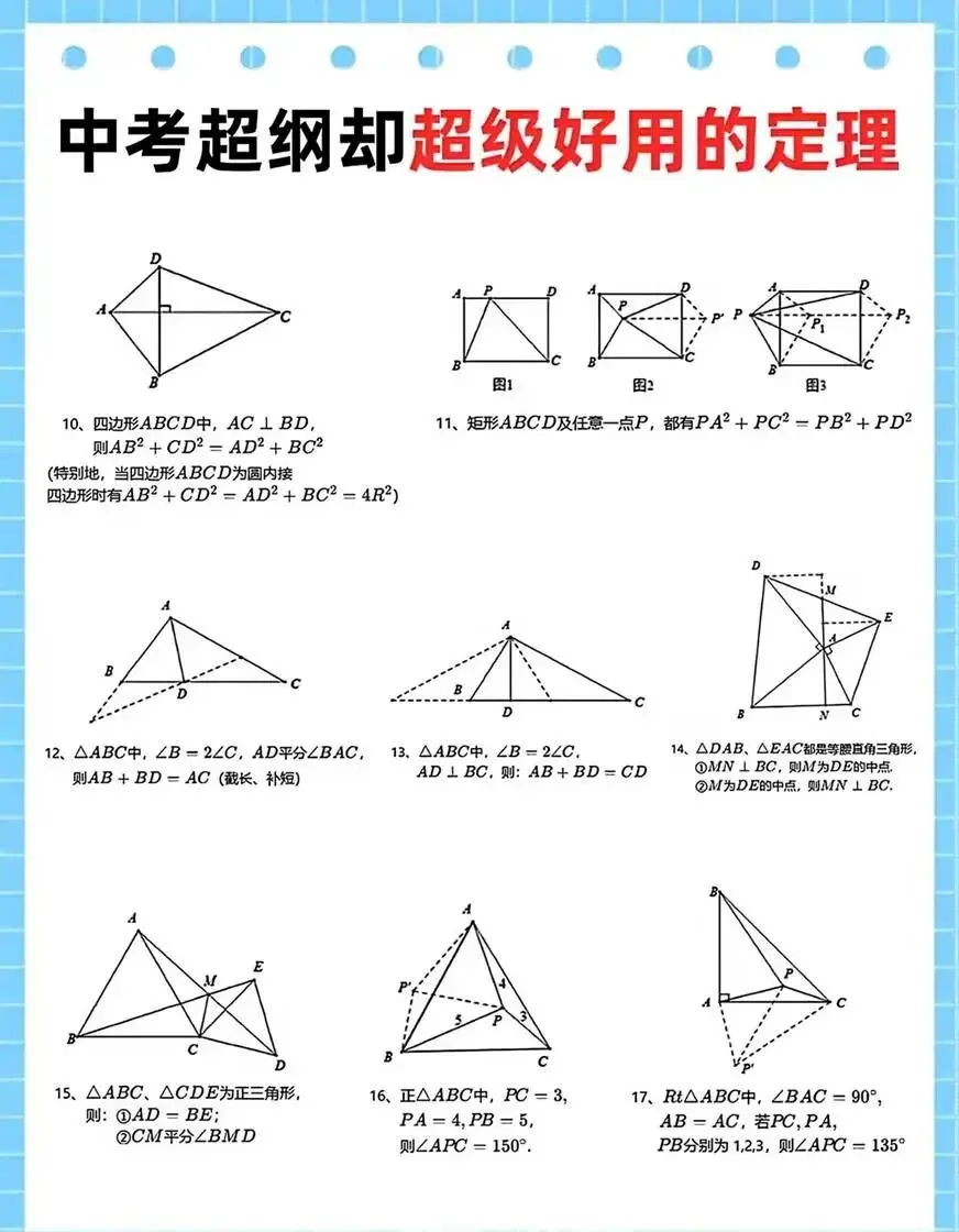 中考数学常用的二级公式和推论 第4张