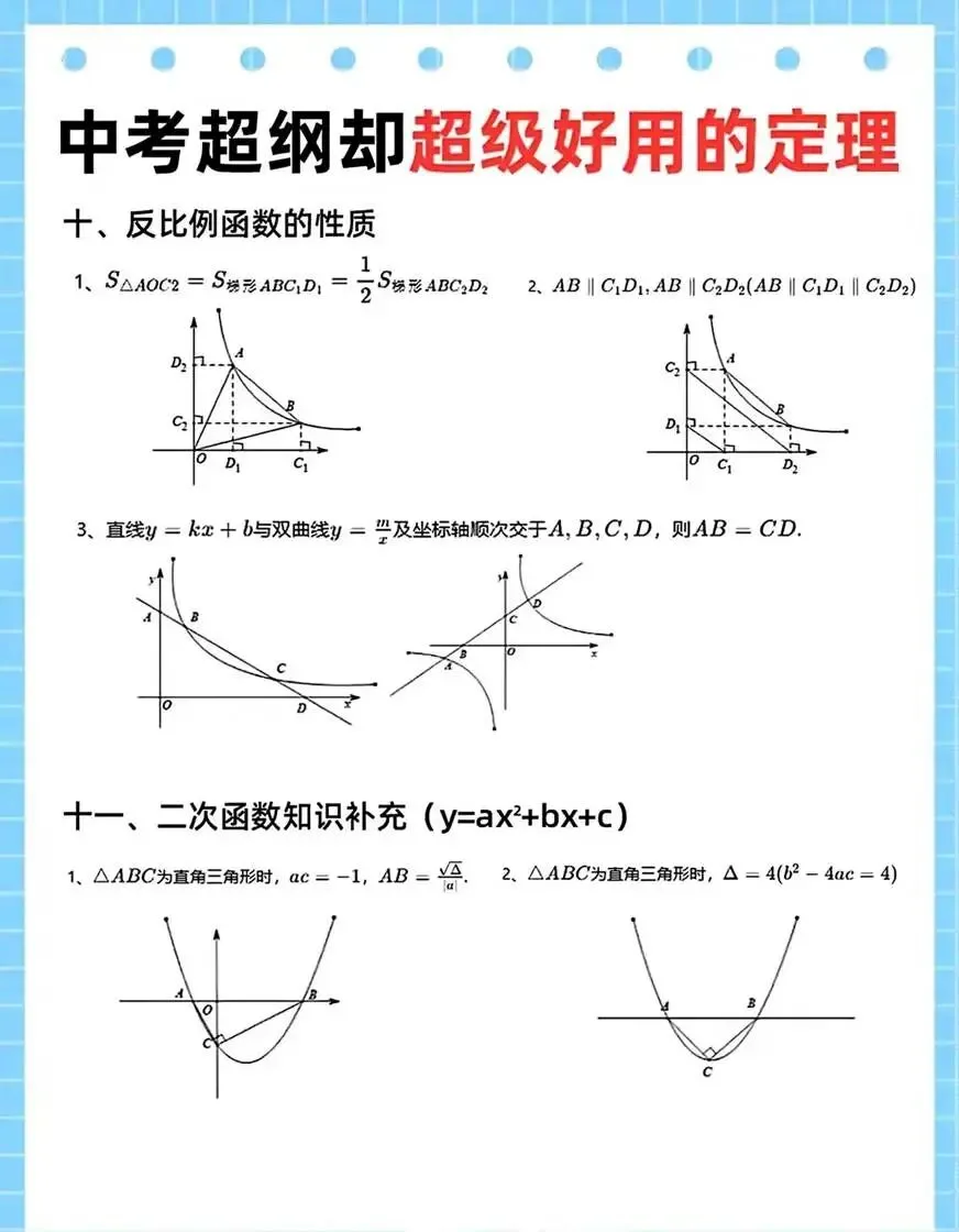 中考数学常用的二级公式和推论 第9张