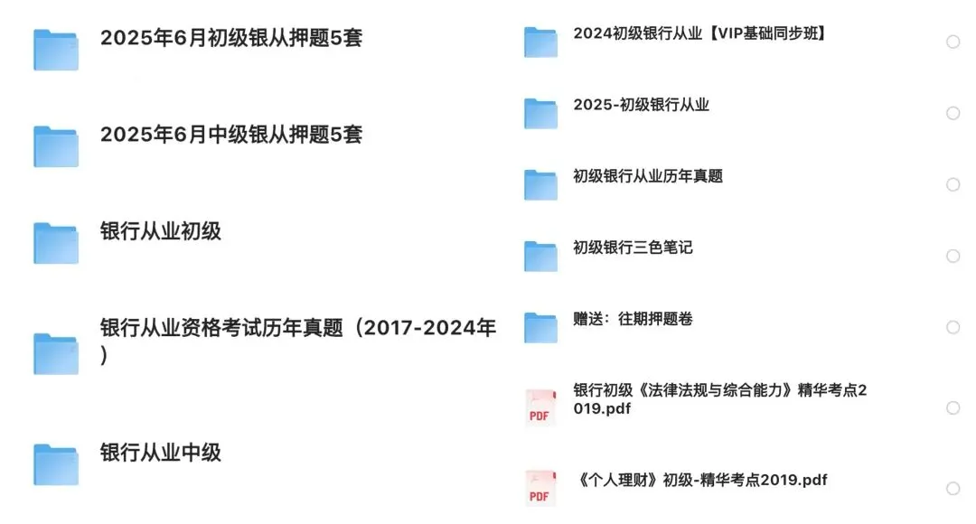 银行从业资格证押题卷+历年真题等资料大全(初级银行从业+中级银行从业) 第1张