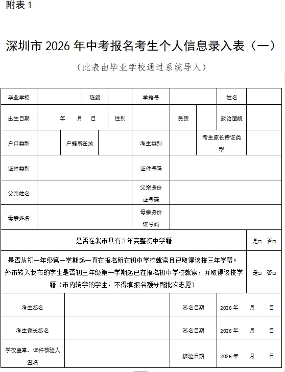 深圳家长必看!深圳市2026年中考报名工作开启(含材料要求) 第9张