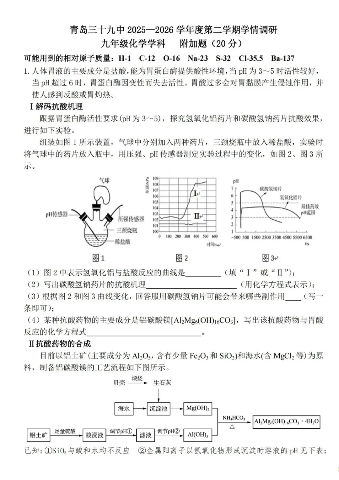 阿文中考第79套2026中考一模化学39中(含答案) 第9张