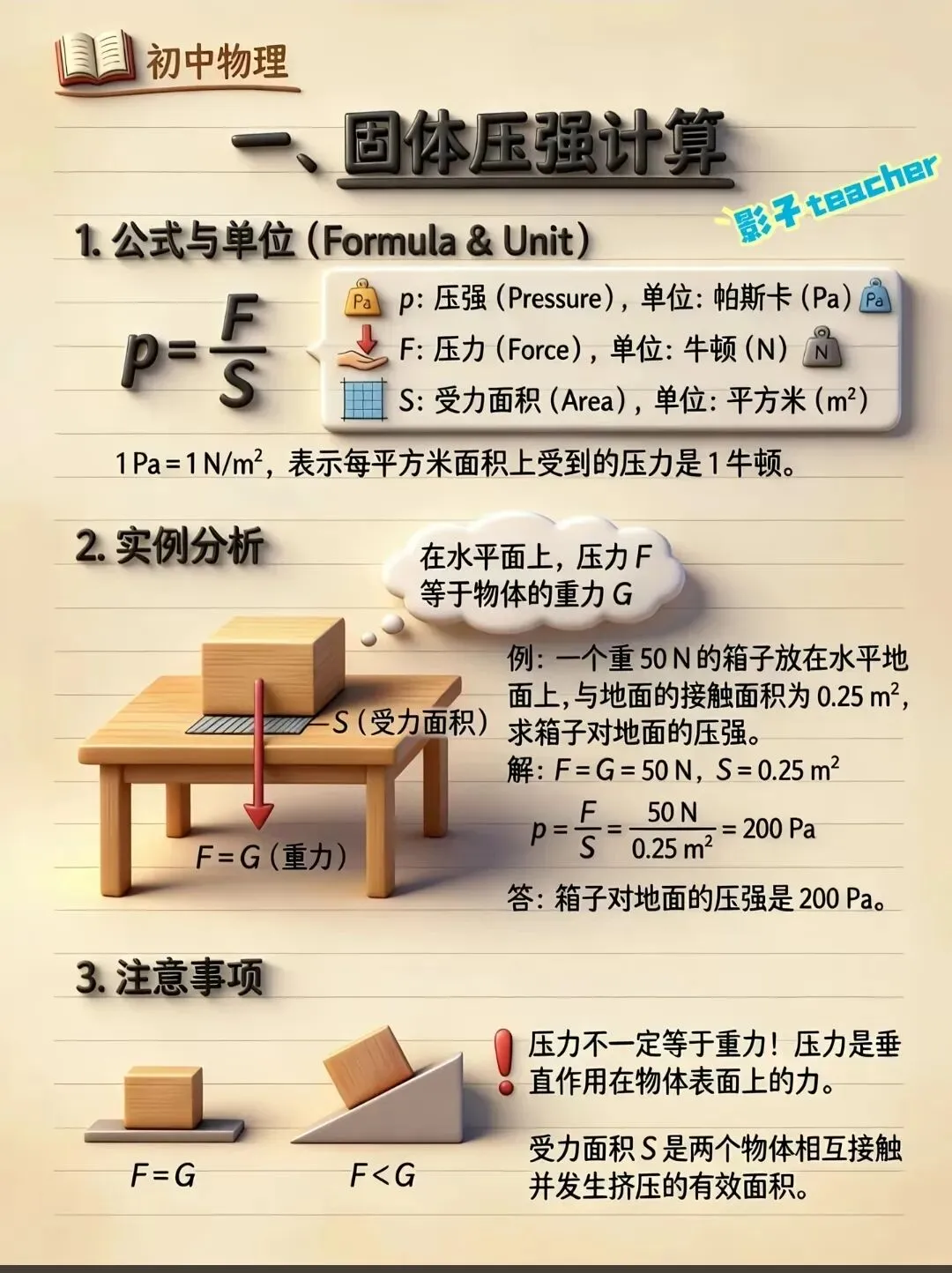 中考物理压强浮力知识清单和分层训练卷和答案 第1张