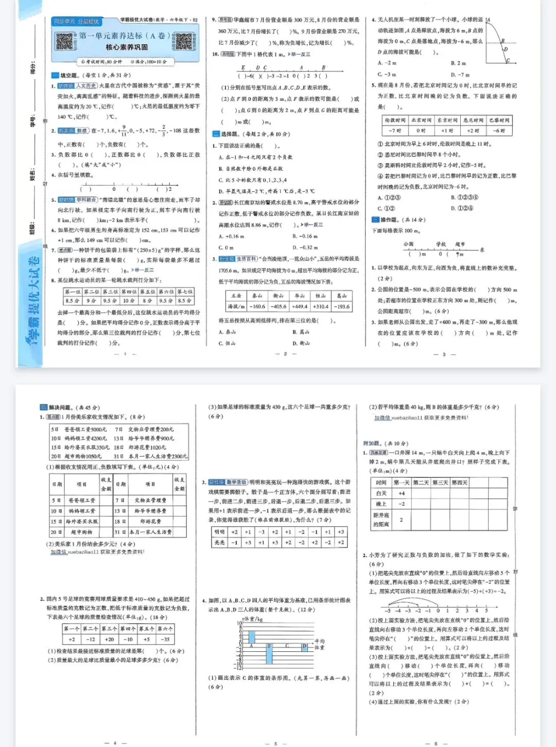 学霸提优大试卷2026春人教版数学1-6年级上下册 第1张