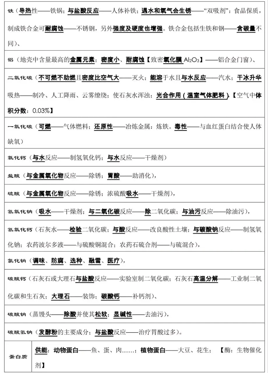 中考化学考前必背知识点总结 第4张