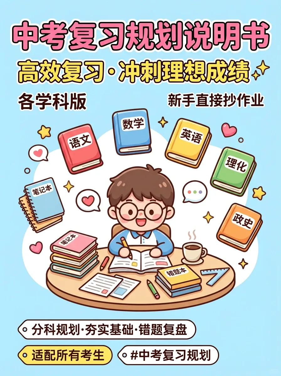 中考复习不用慌!这份全科规划说明书,新手直接抄作业 第1张