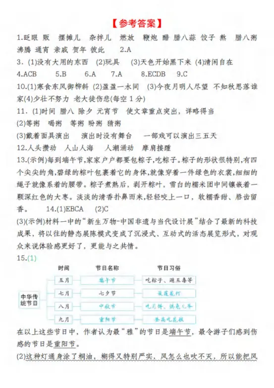 六年级下册语文第一单元《素养评估试卷》 第17张