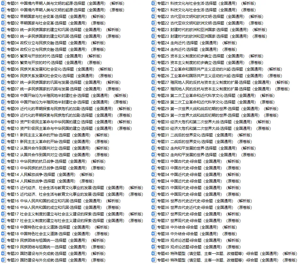 2022-2025年中考历史真题分类突破卷精编版,全国通用含答案详细解析,word电子版可下载打印 第3张