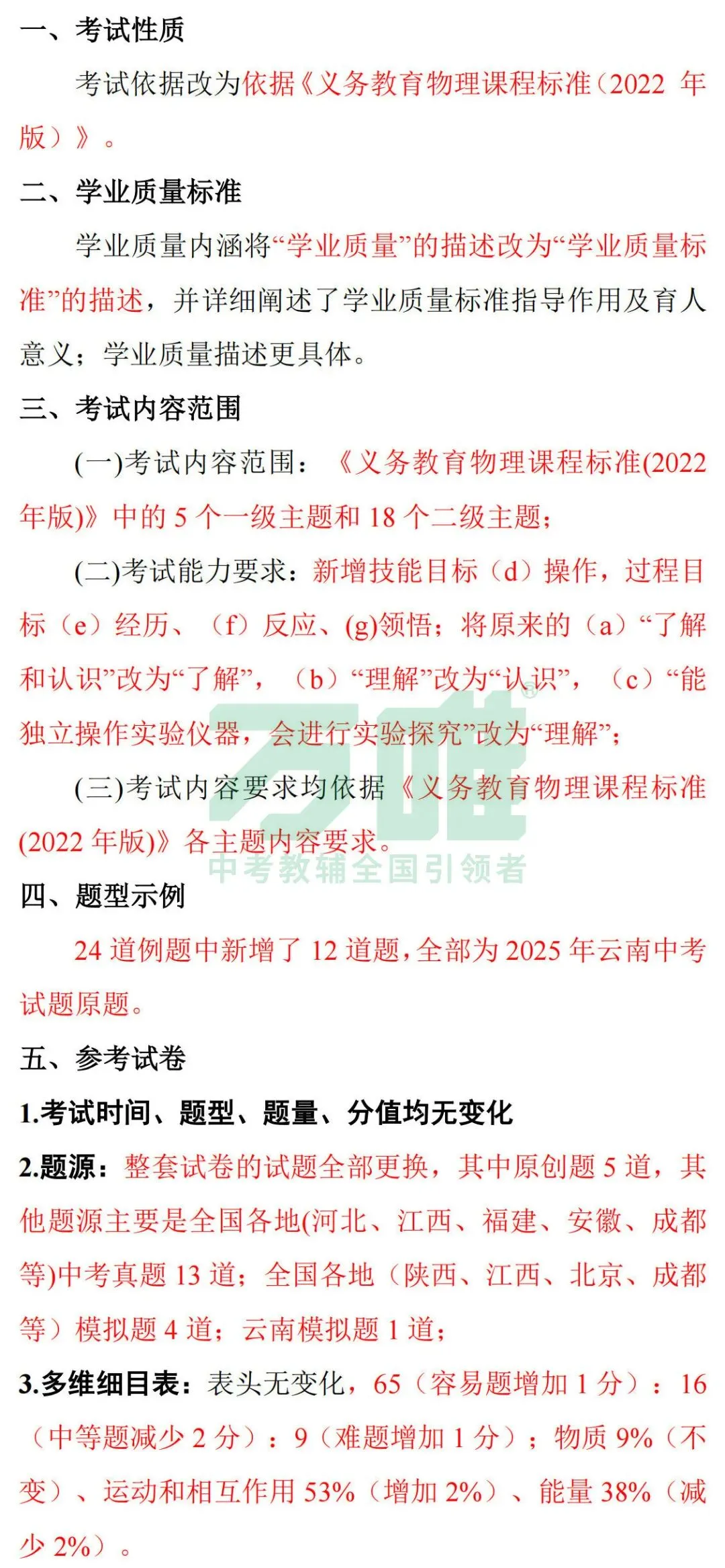 中考丨2026年《云南省初中学业水平考试指导丛书》各学科新变化汇总! 第13张