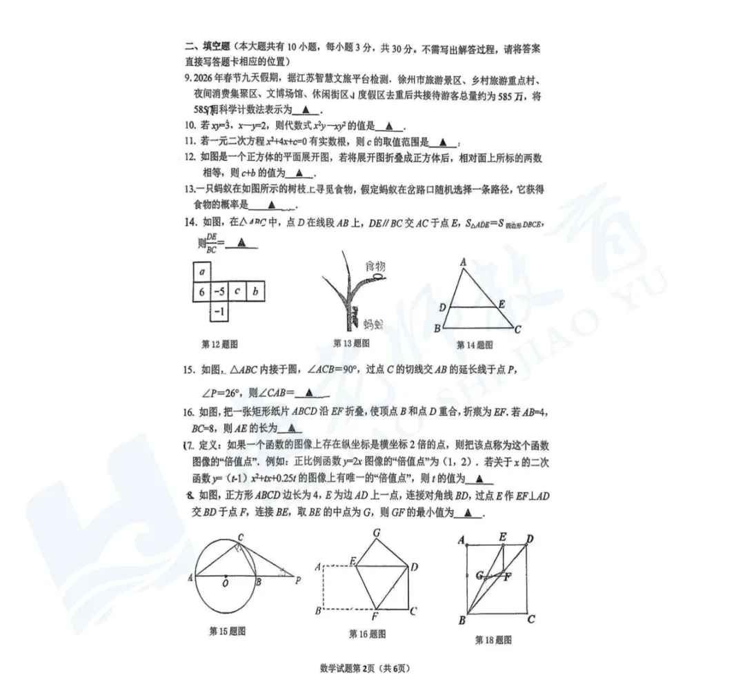 2026年树人中学一模试卷 第2张