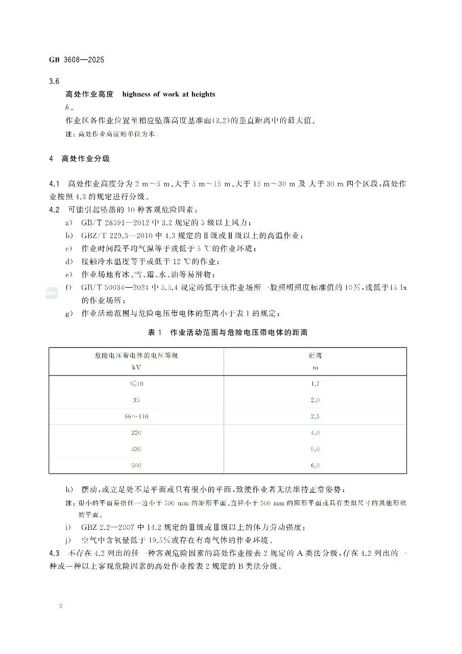《高处作业分级标准考试试卷》GB 3608-2025 第5张
