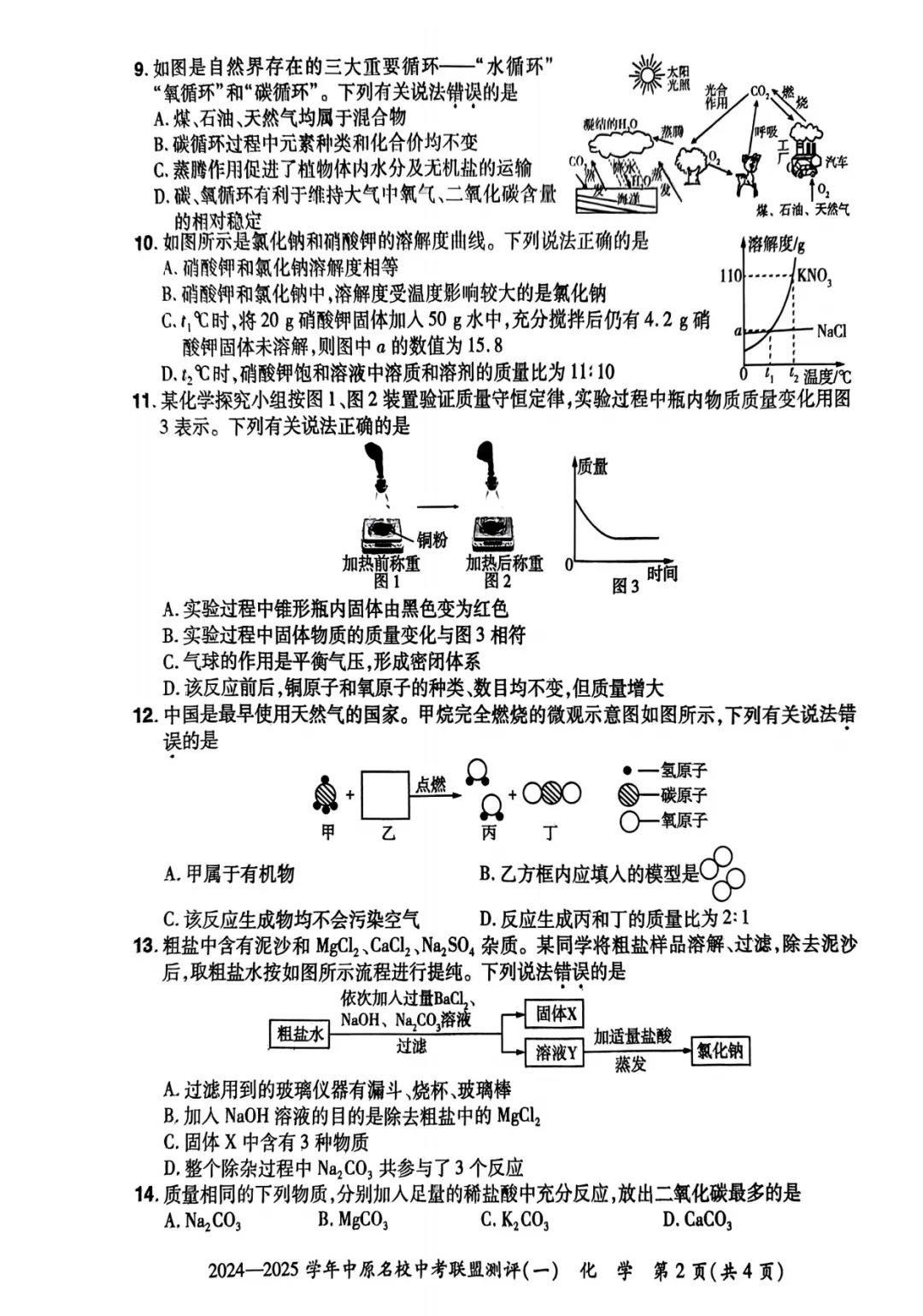 (中考一模)2024-2025学年中原名校大联盟中考测评试卷及答案 第13张