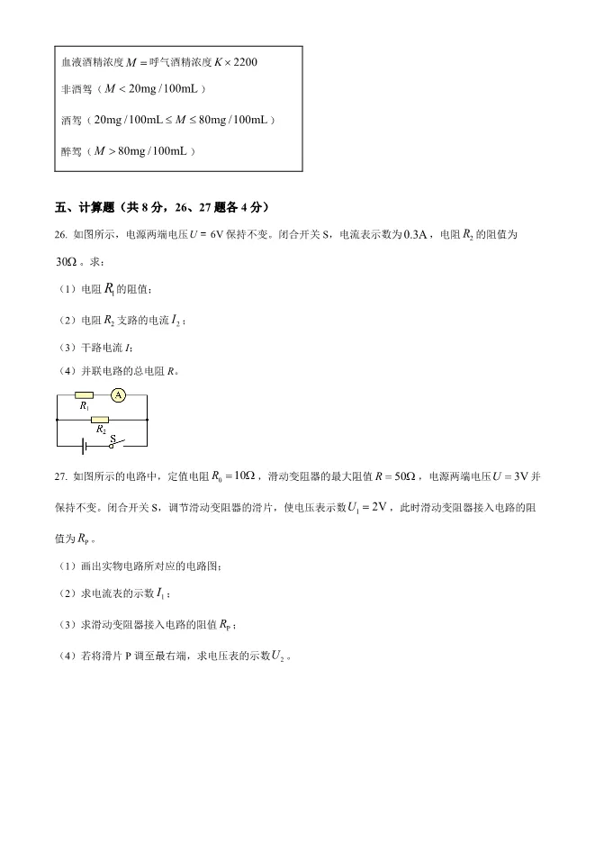 2023年北京二中初三上册期中物理试卷(附答案)【可下载】 第11张