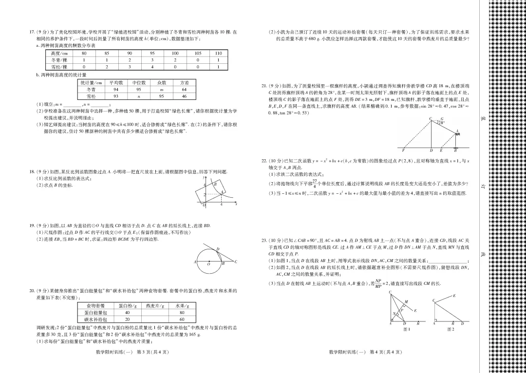 2026年河南省中招考试模拟(一)数学试题及解析【投石大联考】【附其他科及听力】 第4张