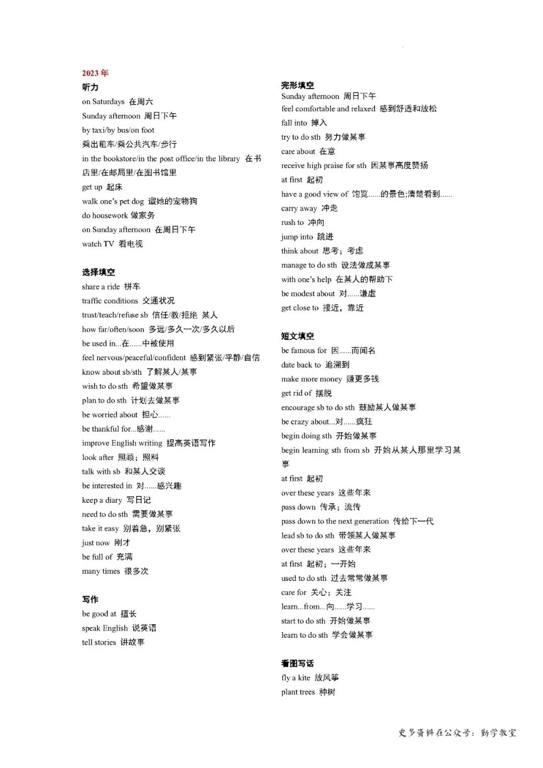 【中考英语】2026年福建中考英语真题词组复习 第6张