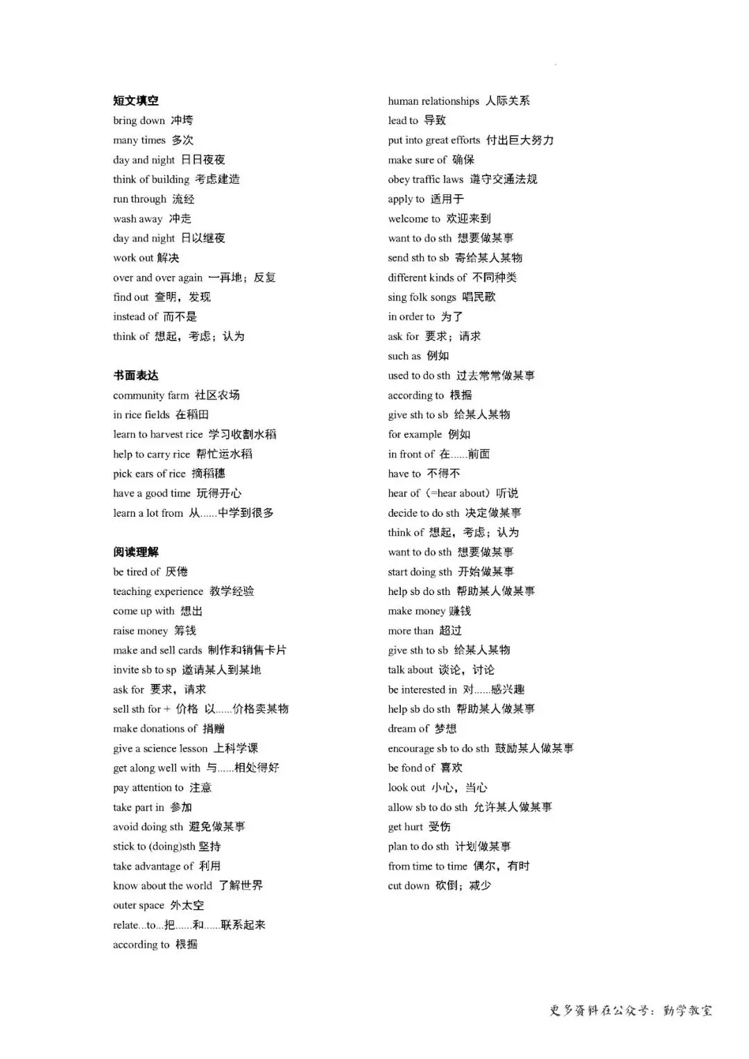 【中考英语】2026年福建中考英语真题词组复习 第9张